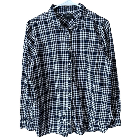 J.Crew Classic-Fit Boy Button Down Long Sleeve Shirt In Frost Plaid Flannel - Picture 1 of 8